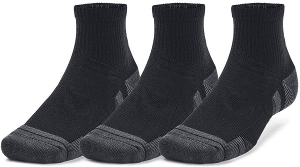 Under armour ua performance tech 3pk qtr-blk unisex sportsokken - zwart - jet grijs 47-50