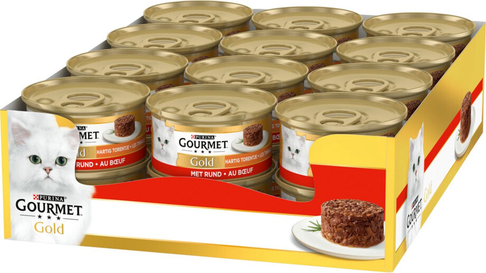Gourmet gold hartig torentje - 24 x 85 g - rund - kattenvoer natvoer