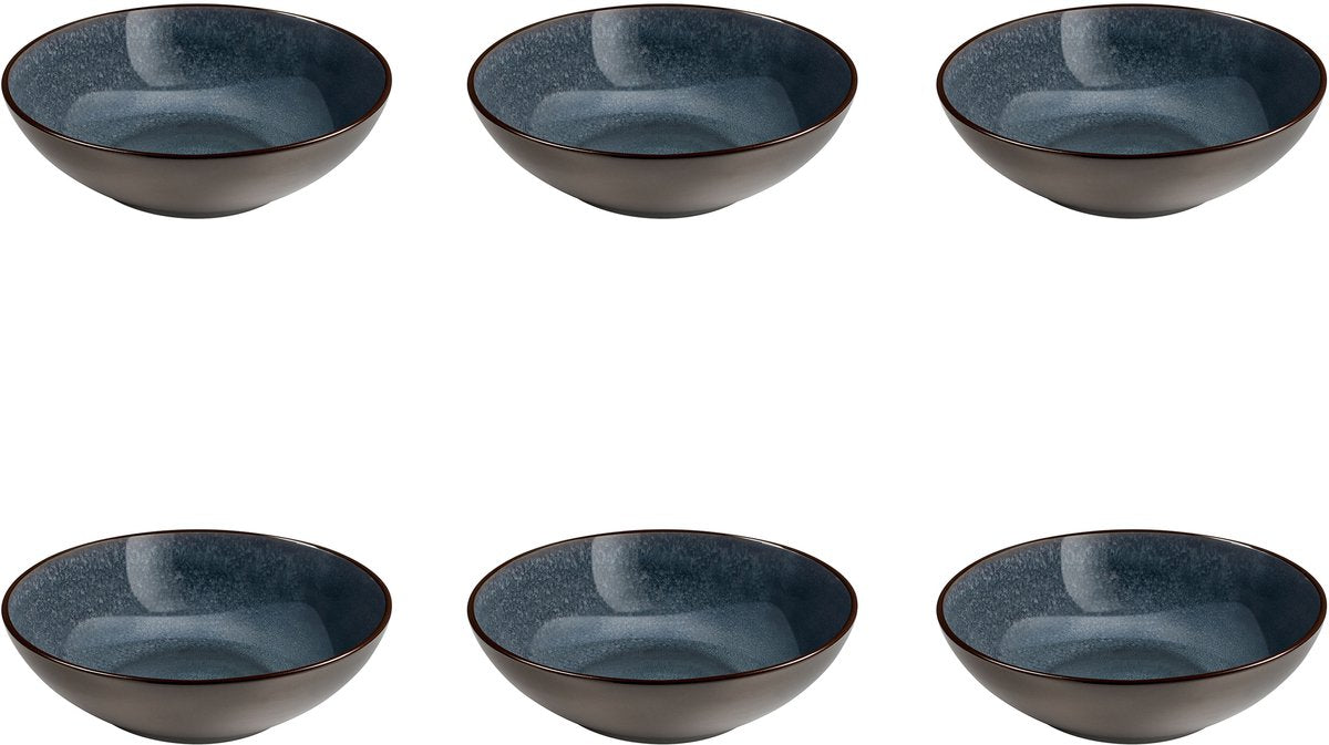 Medard de noblat - feeling indigo - salade en pastabord 18 cm - 6 delig - stoneware