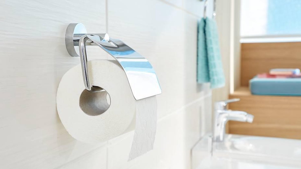 Tesa ® smooz - toiletrolhouder - zonder boren - zelfklevend - verchroomd metaal - glans