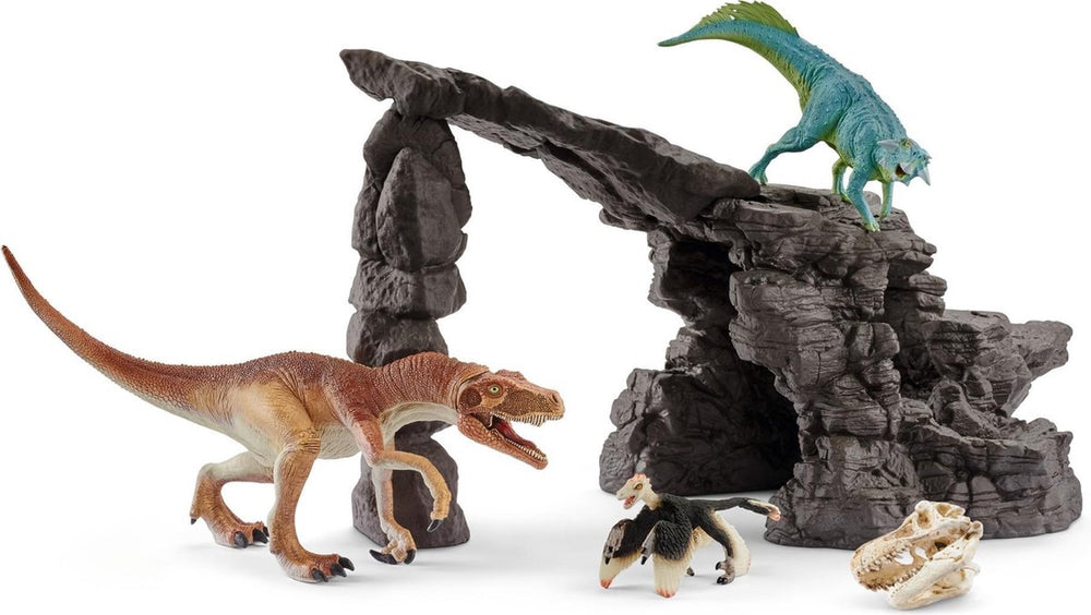 Schleich dinosaurus - dinoset met hol - speelfigurenset - kinderspeelgoed voor jongens en meisjes - 4 tot 12 jaar - 7 onderdelen