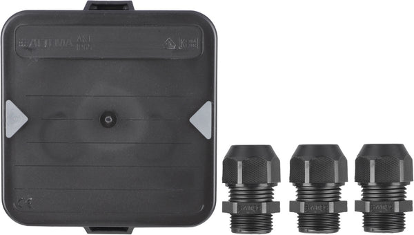 Attema kabeldoos m20 - zwart - 3 wartels - ip65