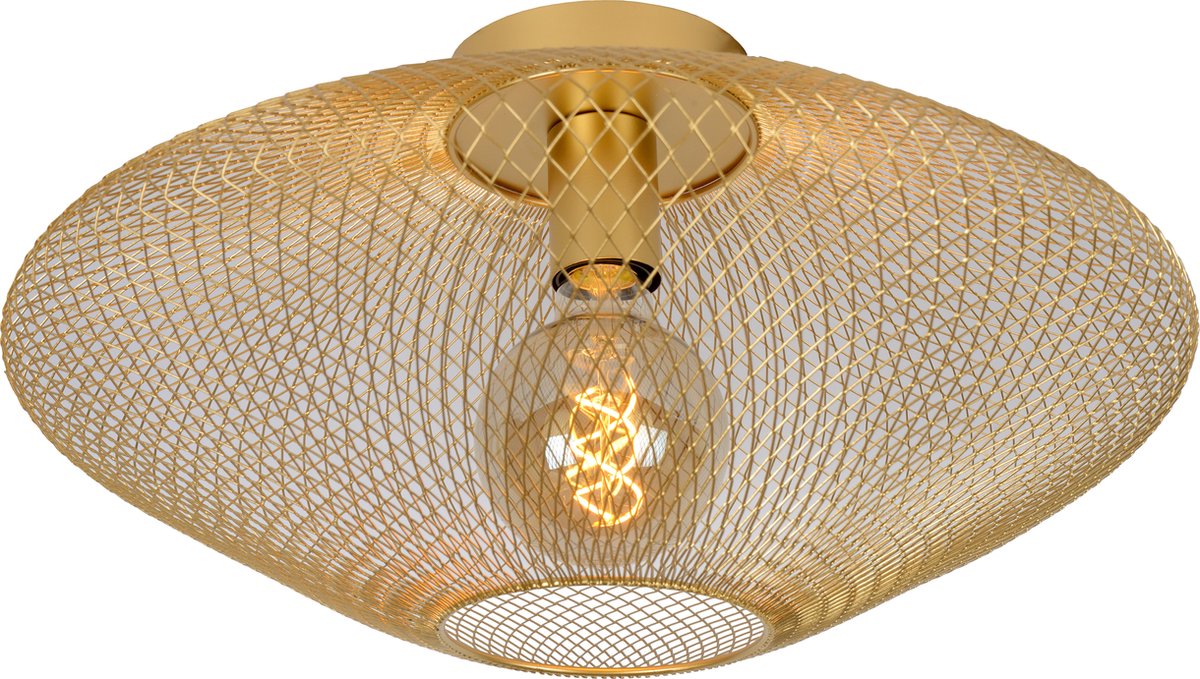 Lucide mesh - plafonnière (plafondlamp) - ø 45 cm - 1xe27 - mat goud messing