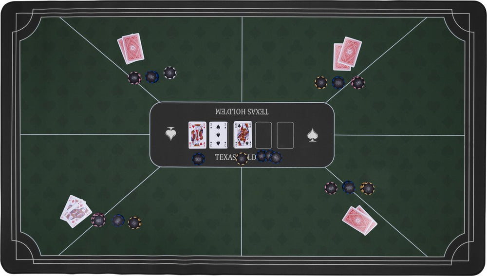 Longfield pokerkleed groen 140x80 cm - polyester rubber - glad speeloppervlak - poker dobbel accessoire - engelhart