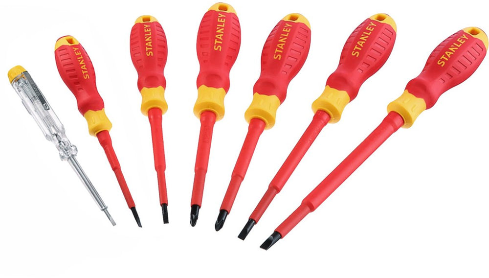 Stanley - schroevendraaier set - 7 stuks - geïsoleerd tot 1000v - chroom-vanadium staal