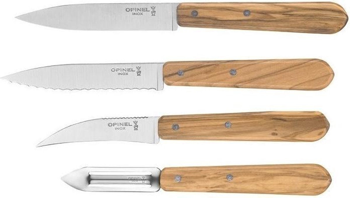 Opinel Les Essentiels 4-piece Knife Set Olive Wood