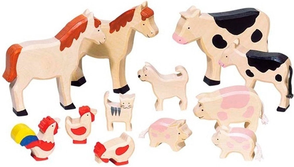 Goki houten boerderijdierenset, 12dlg.