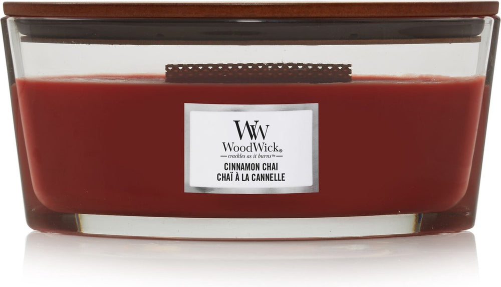 Woodwick heartwick flame ellipse geurkaars - cinnamon chai - 50 branduren