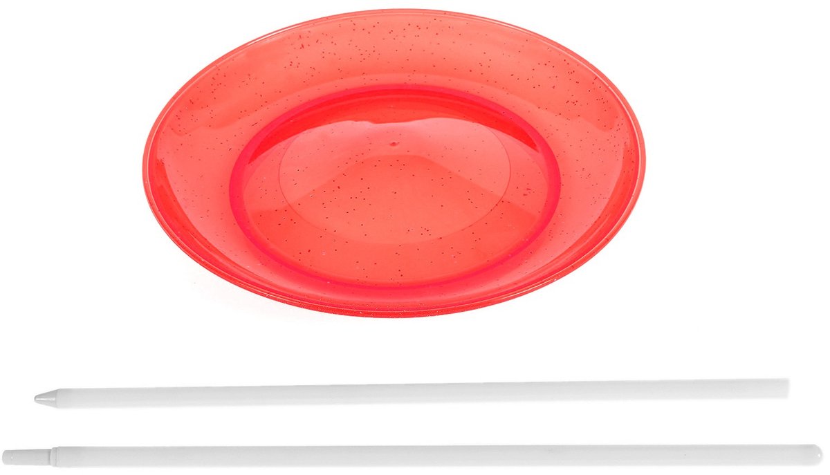 Acrobat juggling plate with stick - red