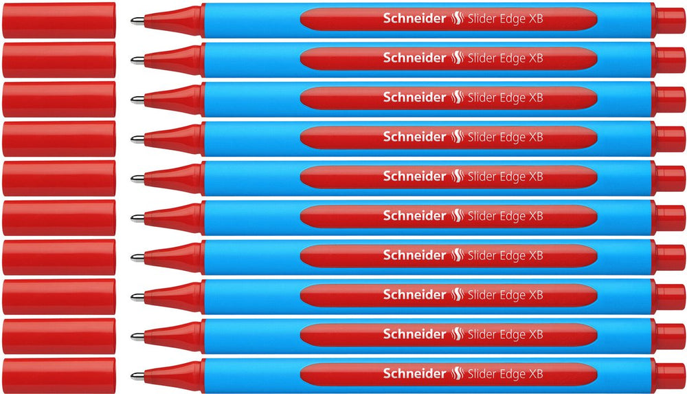 Schneider schrijfwaren schneider balpen - slider edge - penpunt xb - schrijfkleur rood - doos 10 stuks