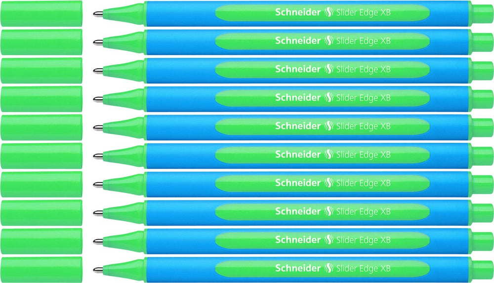 Schneider schrijfwaren schneider balpen - slider edge - penpunt xb - schrijfkleur groen - 10 stuks - s-152204-10