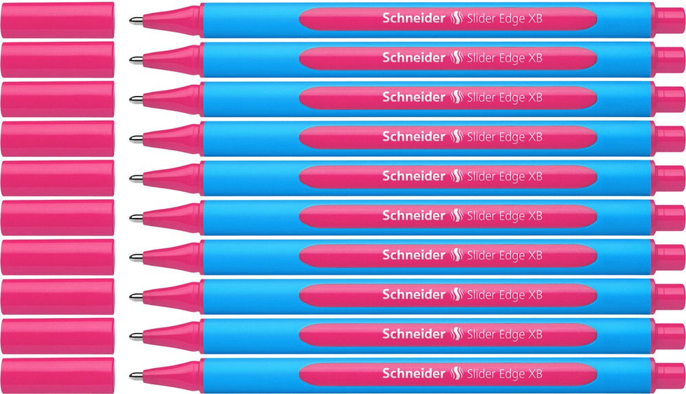 Schneider schrijfwaren schneider balpen - slider edge - penpunt xb - schrijfkleur roze - 10 stuks - s-152209-10