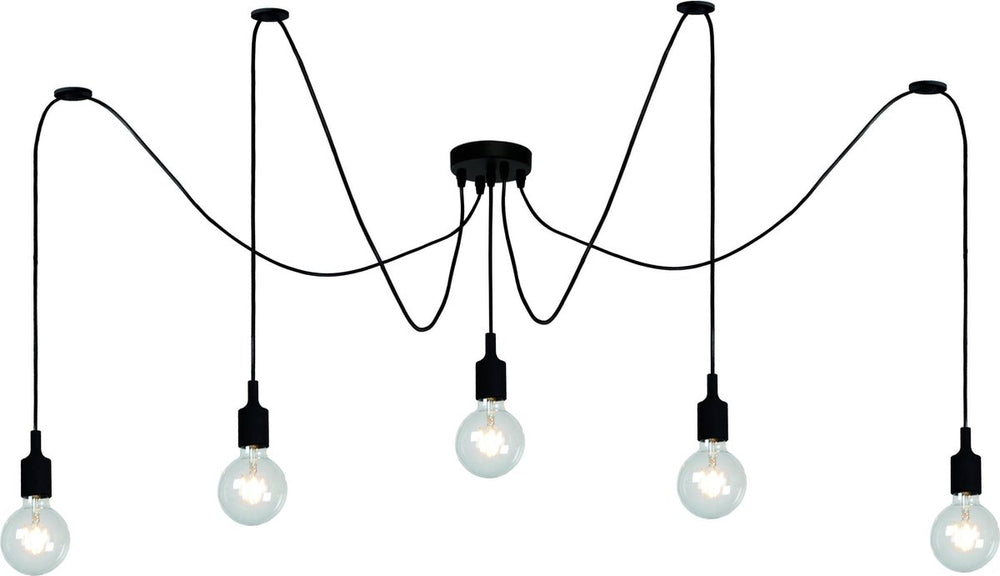 Lucide fix - hanglamp - 5xe27 - geschikt voor vide en hoge plafonds - zwart