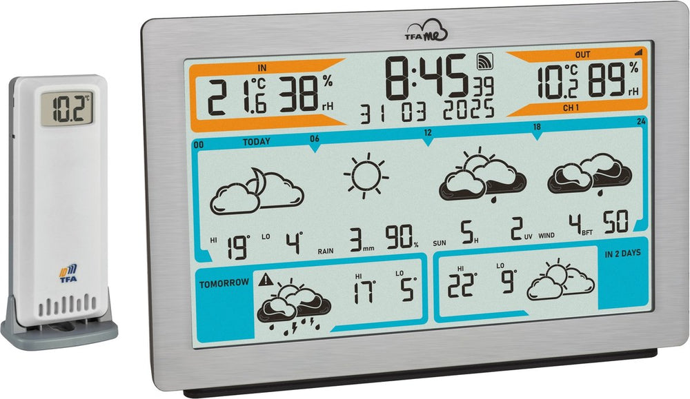 Tfa dostmann tfa.me id-02 35.8100.54 wifi-weerstation verwachting voor 6 dagen aantal sensoren max.: 5