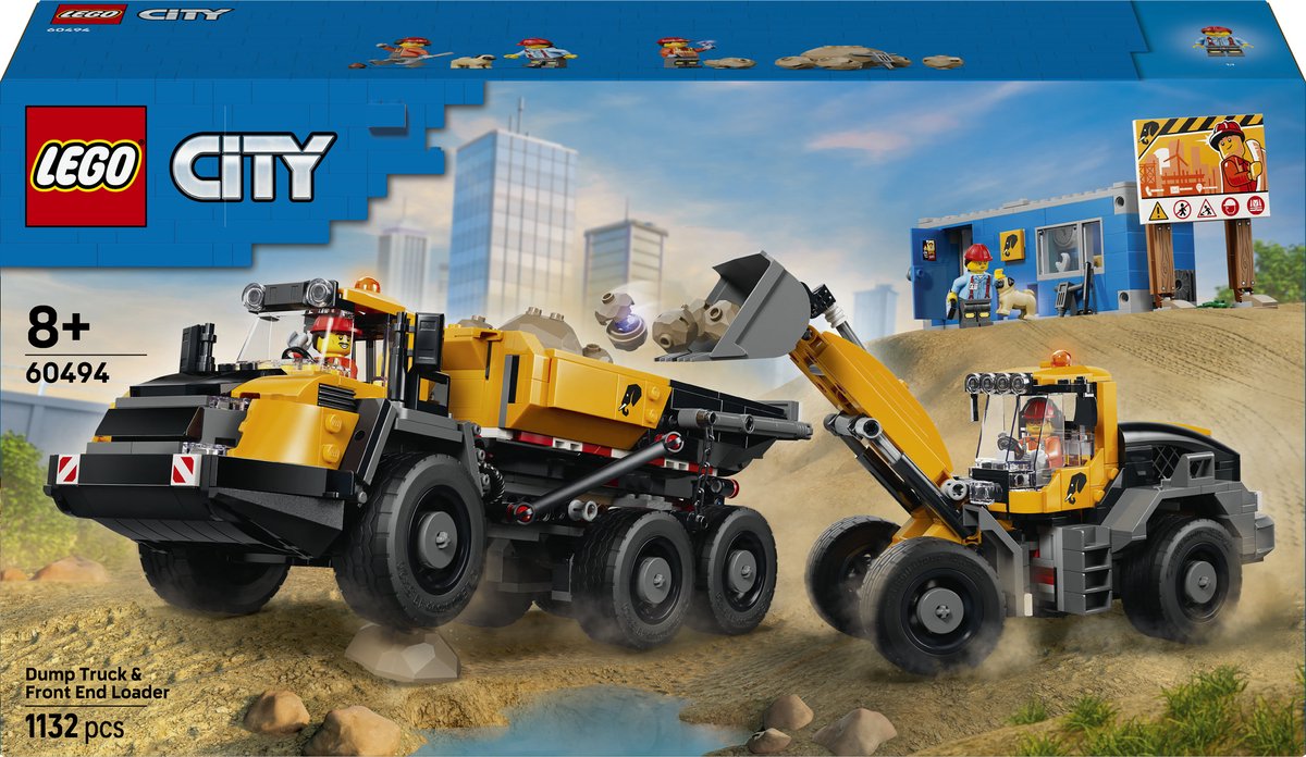 Lego city kiepwagen en voorlader voertuig speelgoed voor kinderen 60494