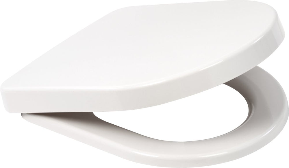 Plieger milano plus-compact toiletzitting - d-vorm wc bril - duroplast - wit - met deksel - softclose - quick release - rvs bevestiging - geschikt voor villeroy boch o.novo