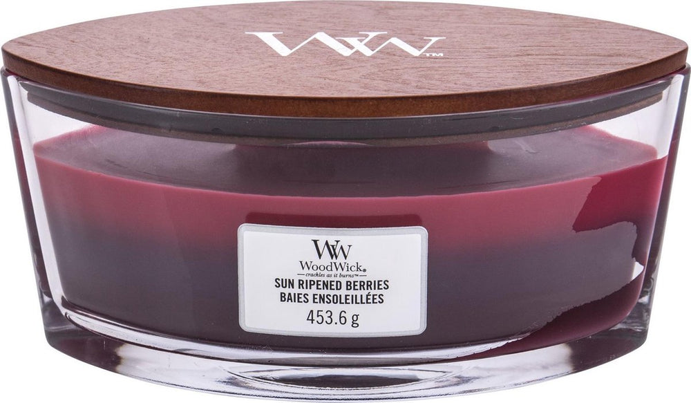 Woodwick heartwick flame trilogy ellipse geurkaars - sun ripened berries - 50 branduren