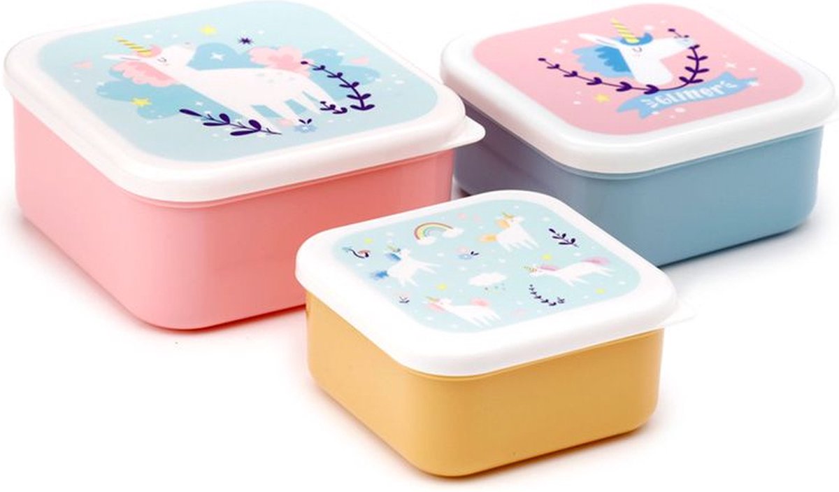 Set 3 lunchboxen sml eenhoorn magie