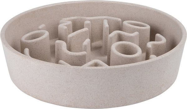 District 70 bamboo slowfeeder beige - hondenvoerbak - ø21 cm