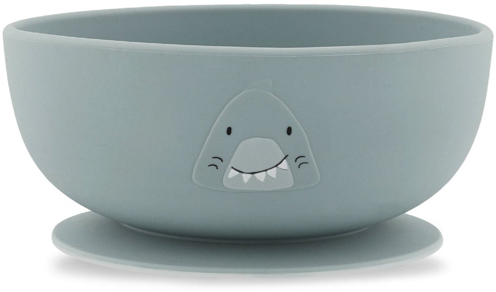 Trixie kom met zuignap - mr. shark - schaaltje - kinderservies - voor baby's vanaf 4 maanden - van siliconen - geschikt voor de vaatwasser