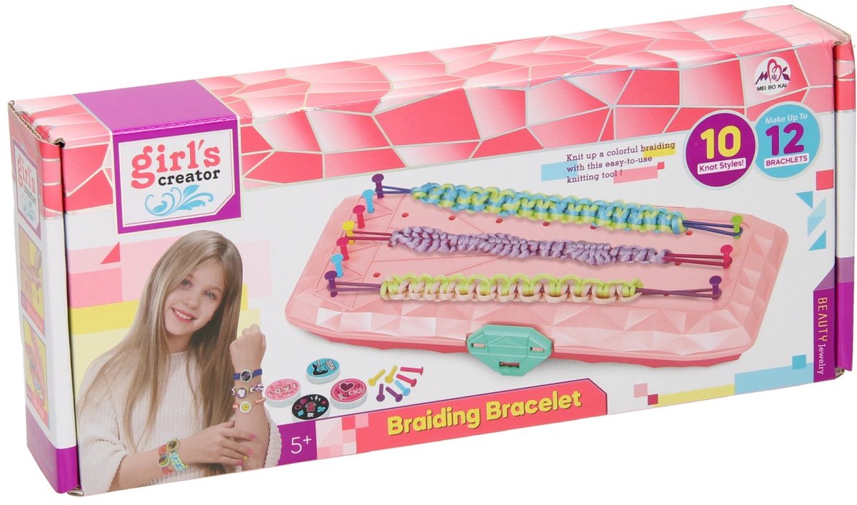 Lobbes speelgoed bv lobbes armbanden vlechten set roze - creatief speelgoed voor kinderen.