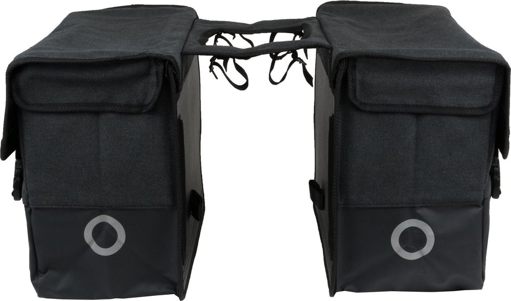 Willex dubbele fietstas - canvas - reflectie - 48 liter - universele bevestiging - zwart matzwart