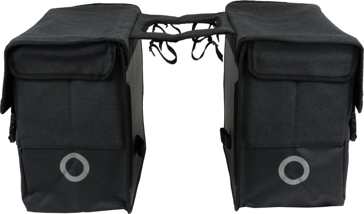 Willex dubbele fietstas - canvas - reflectie - 48 liter - universele bevestiging - zwart matzwart