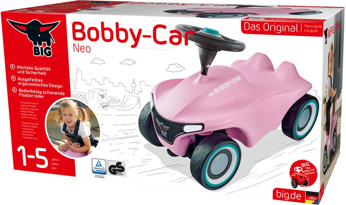 Grote bobby auto neo roze loopauto