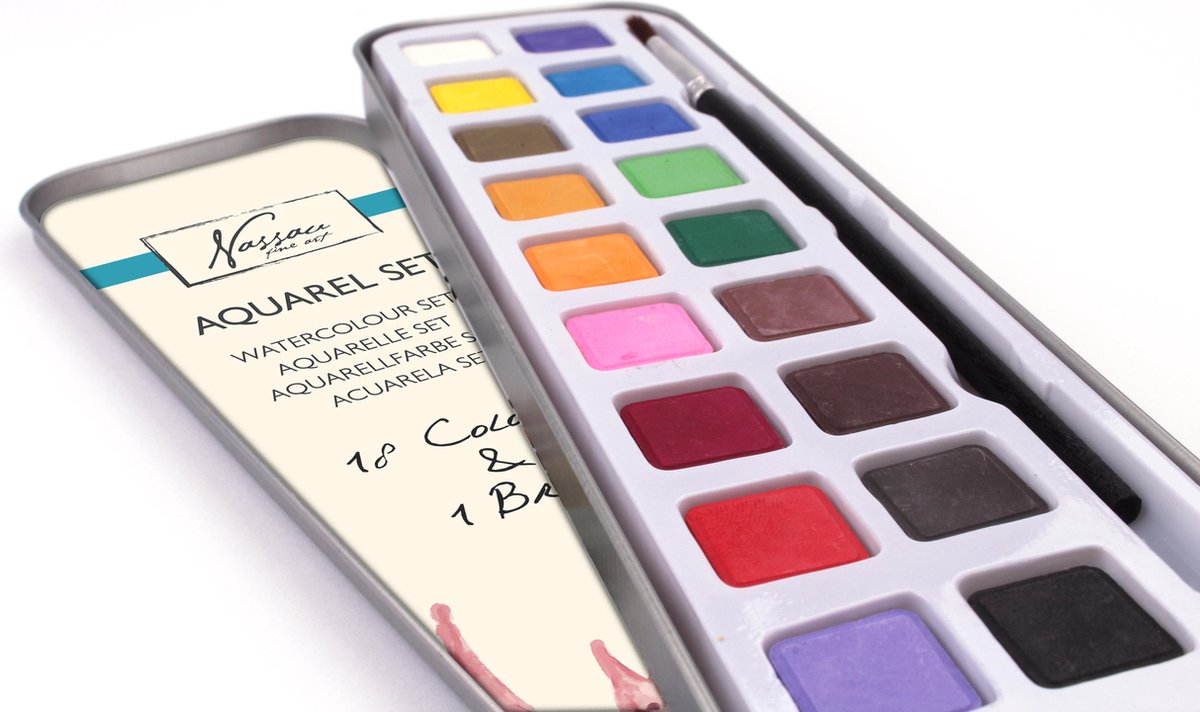 Nassau Aquarelverfset, 18 kleuren