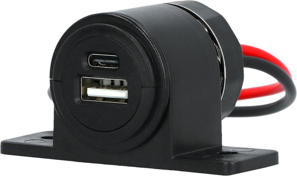 Carpoint opbouwcontactdoos usb-a + usb-c - 12 24v - 5 volt 2.4 ampère - gelijktijdig opladen van maximaal twee apparaten - schroefbevestiging