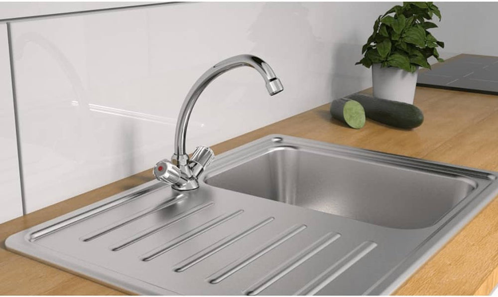 Schütte brillant wastafelkraan voor waterverwarmer met vrije uitloop - mengkraan - lage druk - met waste - chroom