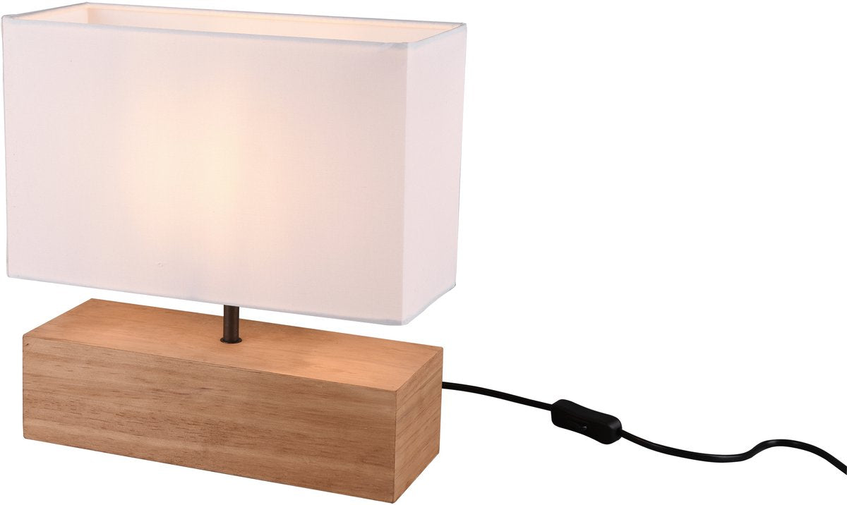 Rl live your light reality woody - tafellamp - natuurlijk - excl. 1x e27 4,9 w - snoerschakelaar