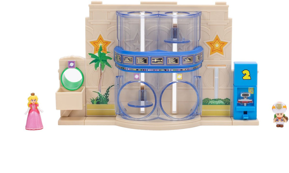 Jakks super mario galaxy film – gateway galaxy diorama set met 3,8 cm princess peach en exclusieve captain toad-figuur