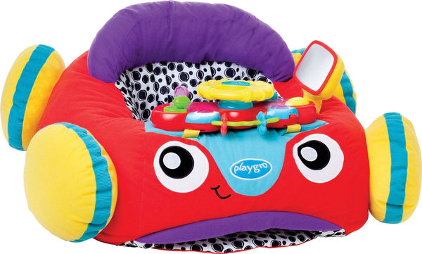 Playgro comfy car - babyzitje met activiteiten - pluchen zitkussen auto met stuur, licht en muziek - interactief babyspeelgoed - kraamcadeau babyshower cadeau - vanaf 6 maanden - 52 x 57 cm