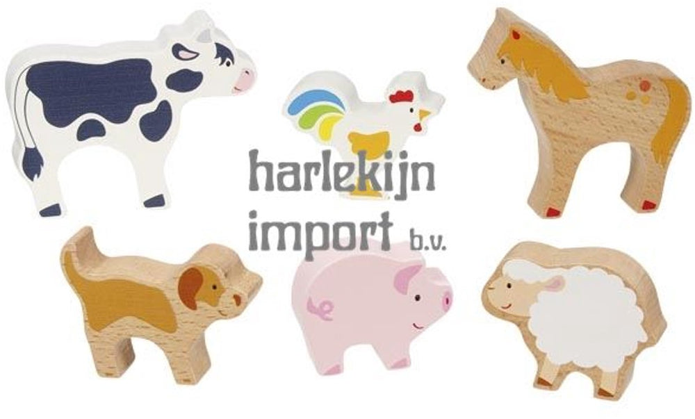 Goki houten boerderijdieren, 6dlg.