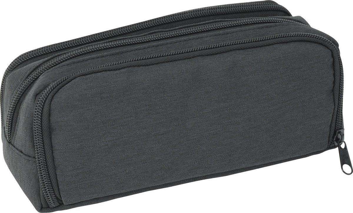 Eberhard faber etui - rechthoekig - 3-vaks - antraciet - zonder inhoud - ef-577406