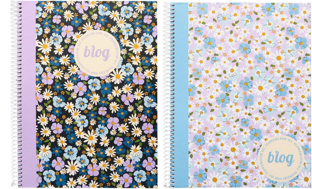 Kangaro ancor spiraalblok - b'log flowers - formaat a5 - met ruit 5mm - 2 stuks