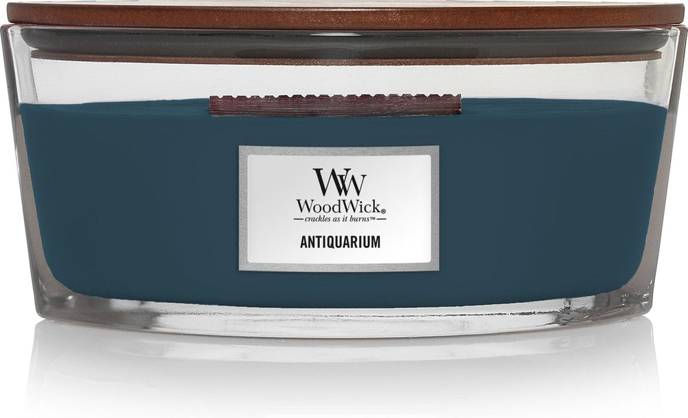 Woodwick heartwick flame ellipse geurkaars - antiquarium - 50 branduren