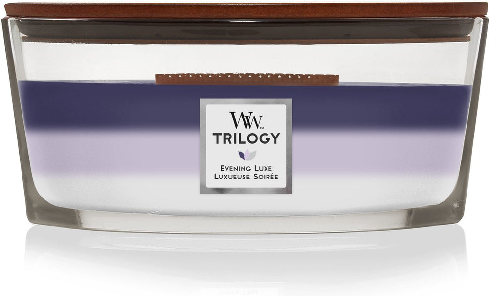 Woodwick heartwick flame trilogy ellipse geurkaars - evening luxe - 50 branduren