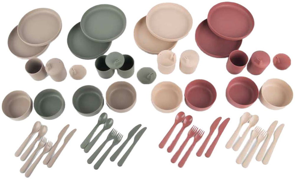 Dantoy serviesset speelgoed bioplastic 56-delig duurzaam kleurrijk.