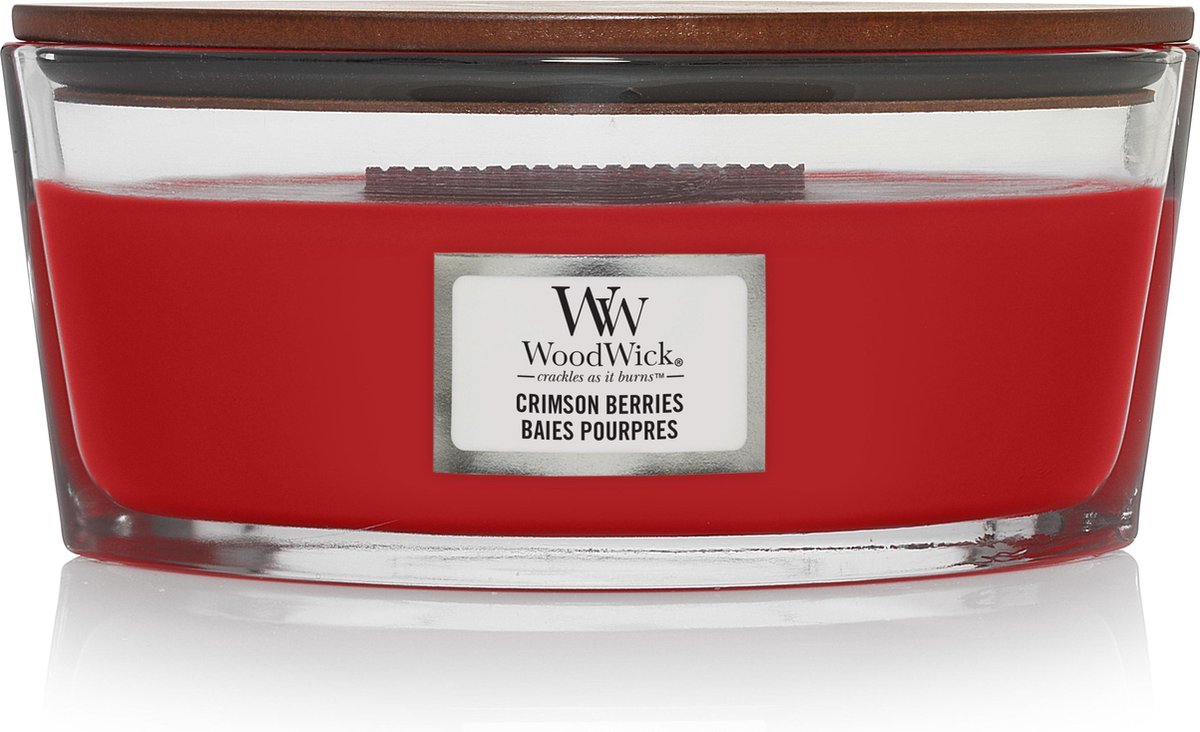 Woodwick heartwick flame ellipse geurkaars - crimson berries - 50 branduren
