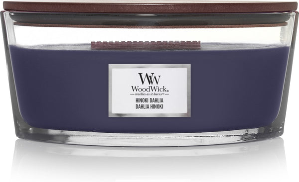 Woodwick heartwick flame ellipse geurkaars - hinoki dahlia - 50 branduren