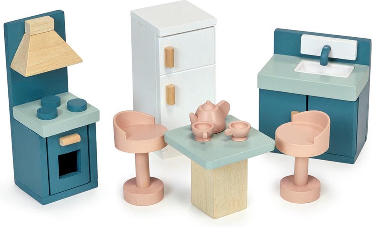Mentari houten keuken speelgoed set - poppenhuis accessoires.