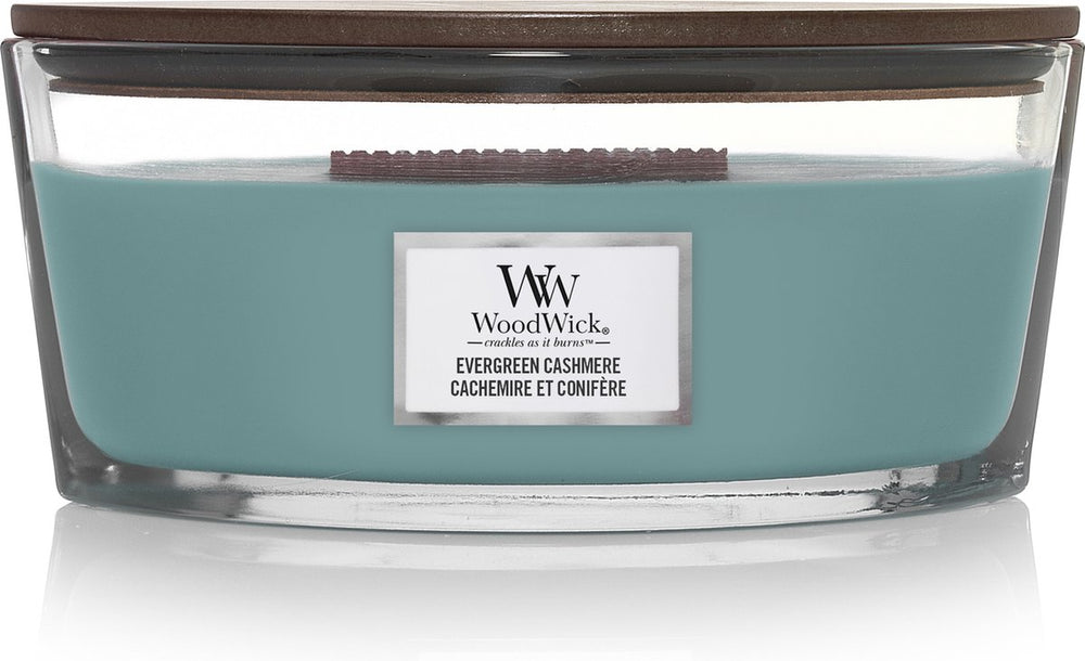 Woodwick heartwick flame ellipse geurkaars - evergreen cashmere - 50 branduren