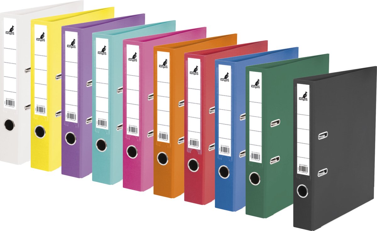 Kangaro ordner - a4 - 2-rings - rugbreedte 50mm - 10 stuks assorti kleuren - k-3100p10