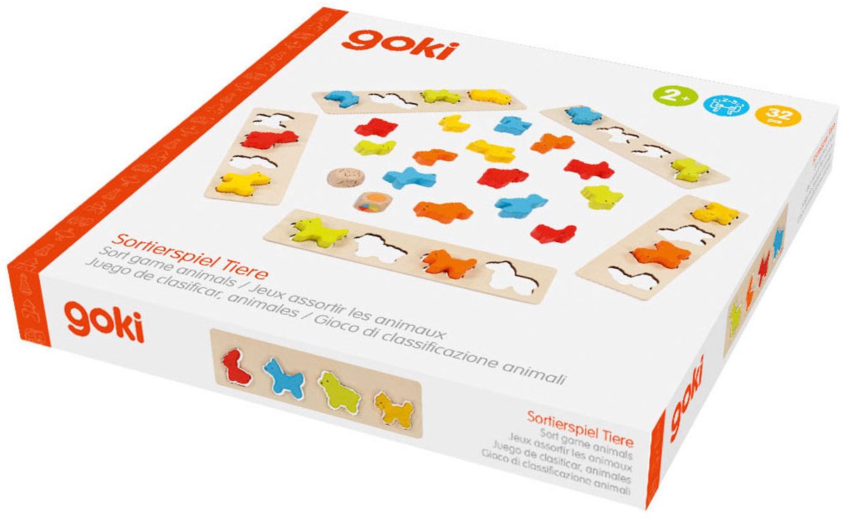 Goki dobbelspel - dieren - 32 delen - hout - 2 jaar