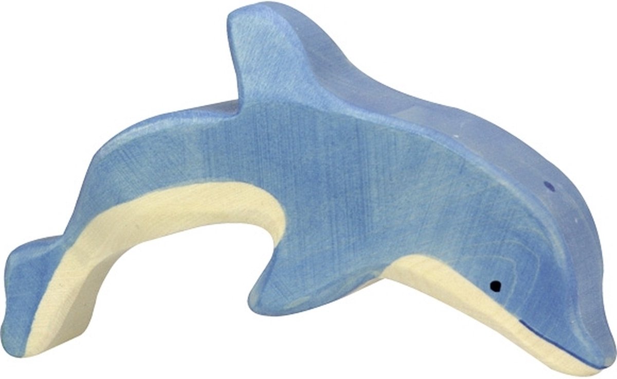 Holztiger zeedieren - dolfijn - 17x3x9cm - houten figuur - handgemaakt