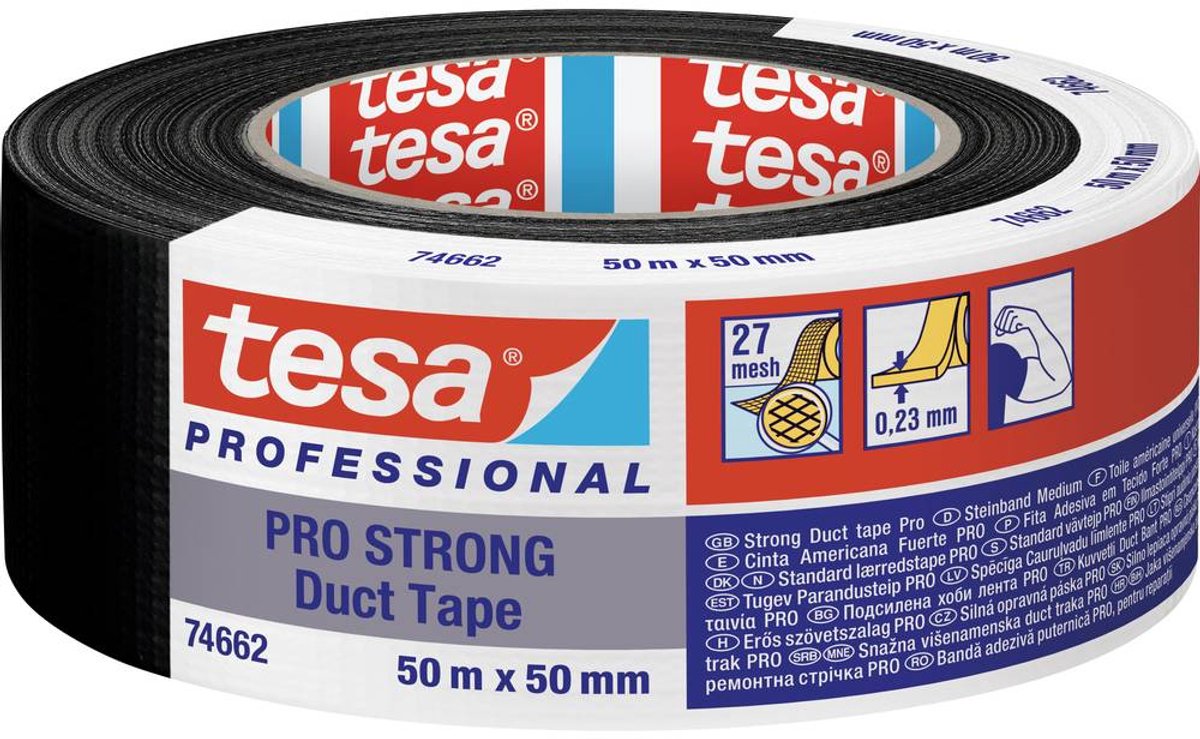 Tesa professional tesa duct tape pro-strong 66462-00002-00 reparatietape zwart (l x b) 50 m x 50 mm 1 stuk(s)