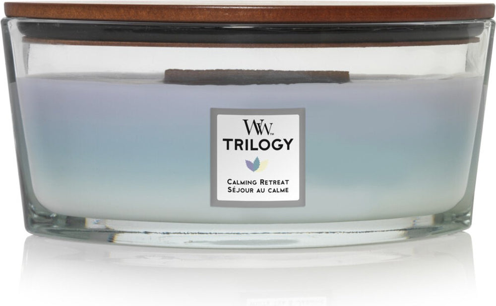 Woodwick heartwick flame trilogy ellipse geurkaars - calming retreat - 50 branduren