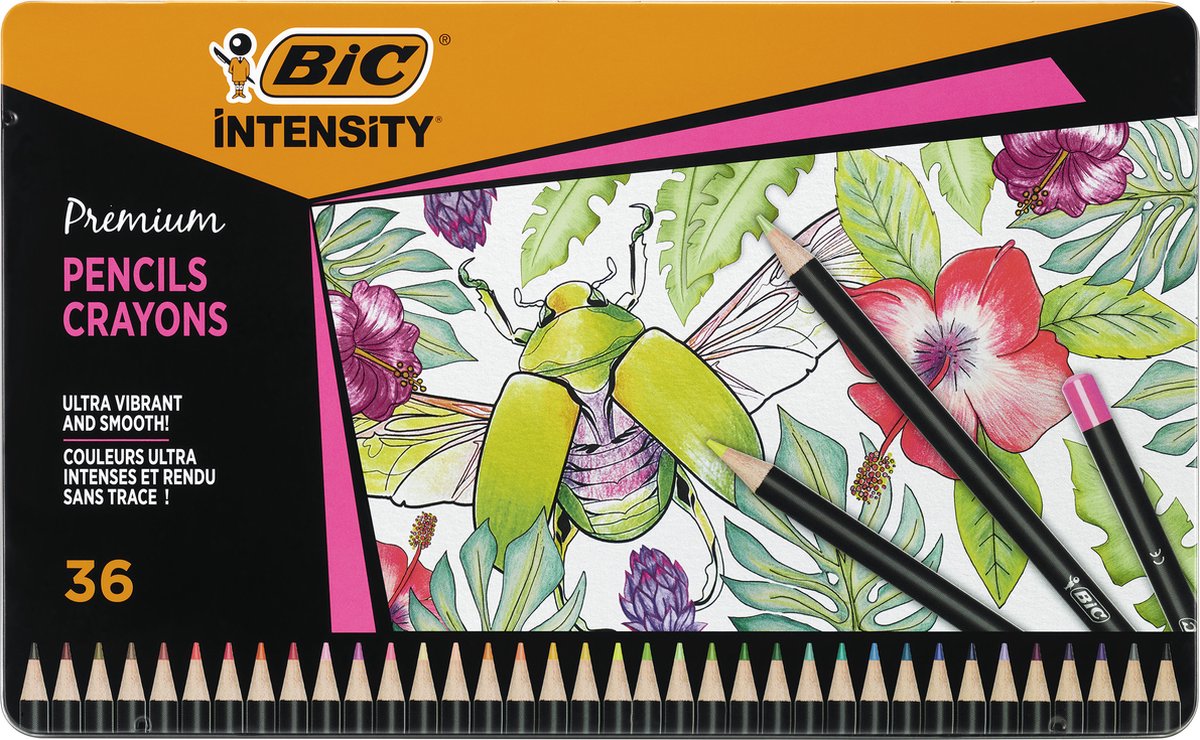 Bic kids intensity premium - kleurpotloden - kinderen en volwassenen - verschillende kleuren - potlood - 36 stuks